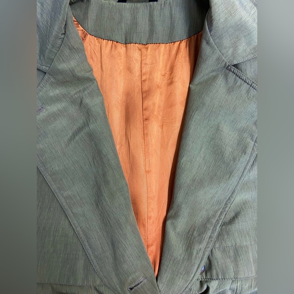 Vintage Grey-Green Shimmery Trench Coat - Picture 13 of 13